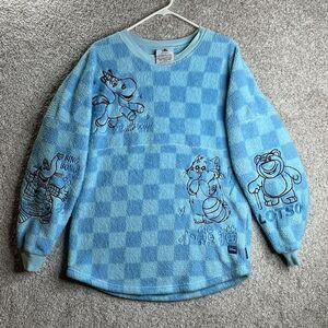 Disney Spirit Jersey Adult‎ Small Blue Pixar Sulley Lotso Fuzzy Fluffy Fleece